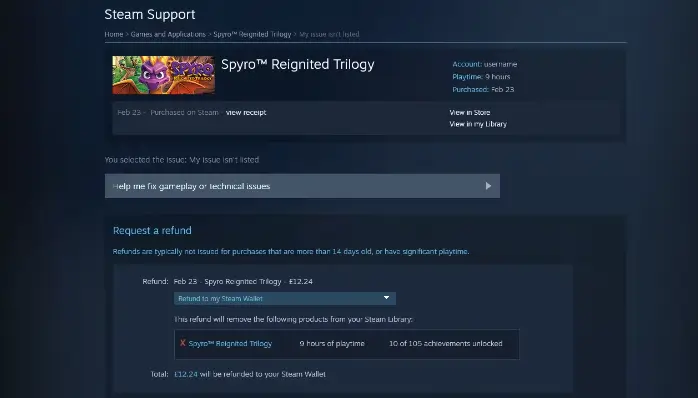 Cómo reembolsar un juego en Steam 2